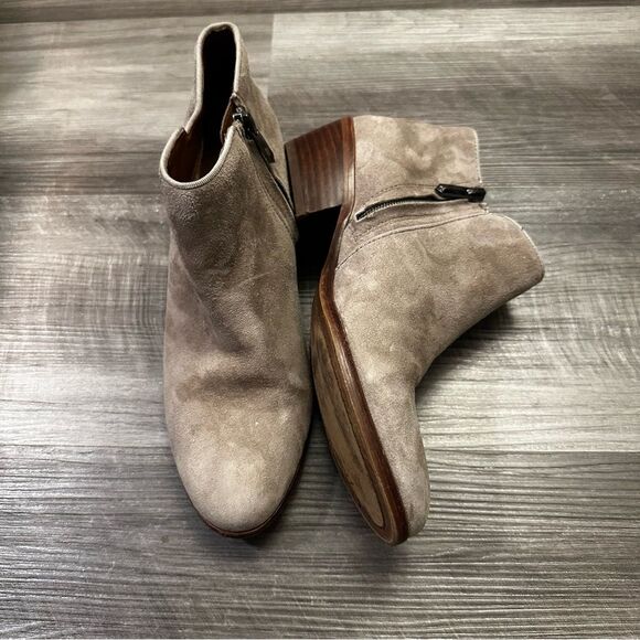 Sam Edelman Petty Ankle Boots Womens Beige Leather Side Zip Booties size 7.5 M - Picture 5 of 13